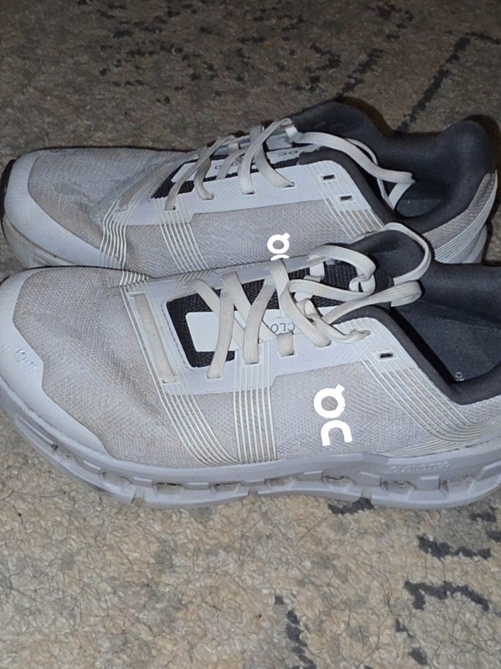 On Clour Womens Cloudrunner White and Gray Athletic Sneakers